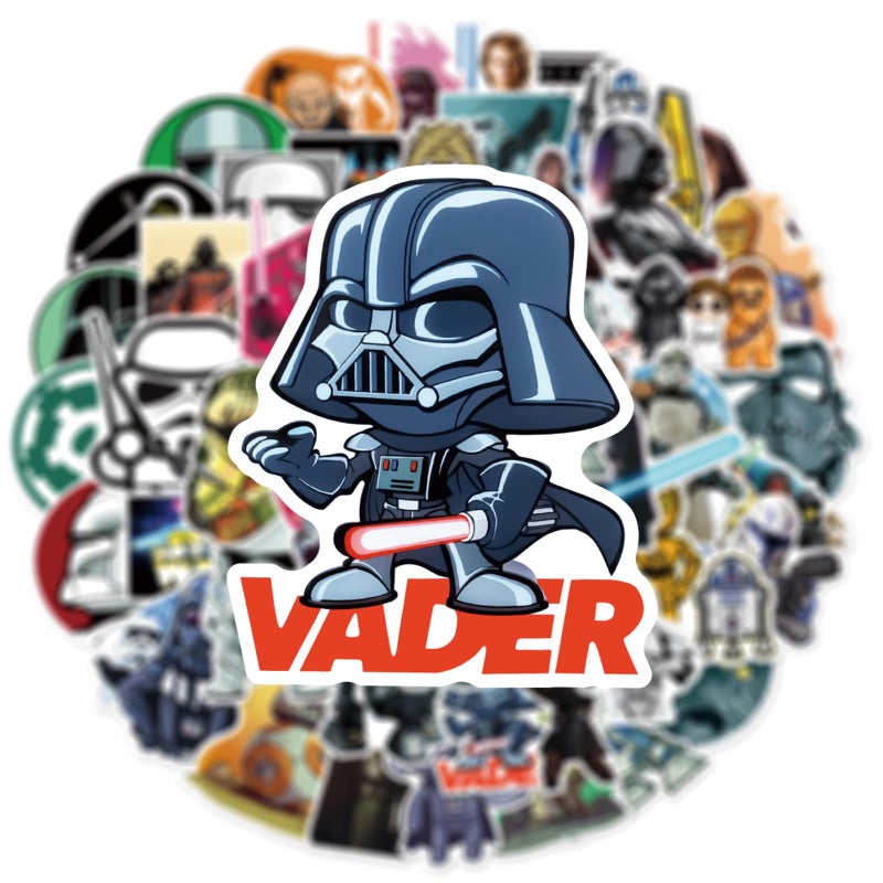 YONGAI 50Pcs Star Wars Sticker for Kids, Cool Cartoon Movie Waterproof Vinyl Decal for Teen Girl Water Bottle Skateboard Notebook Phone Guitar Bike - Image 5